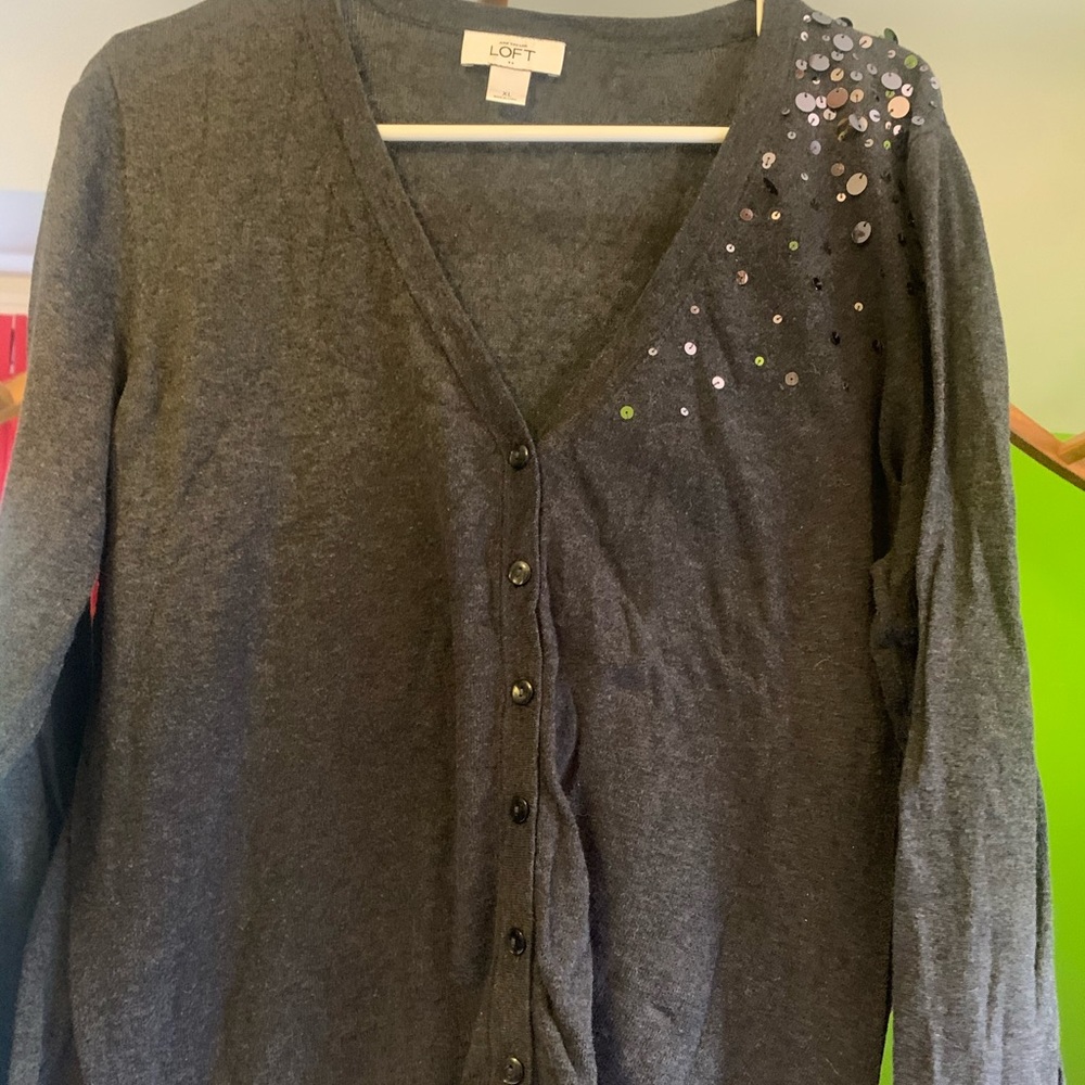 Grey LOFT sequined cardigan